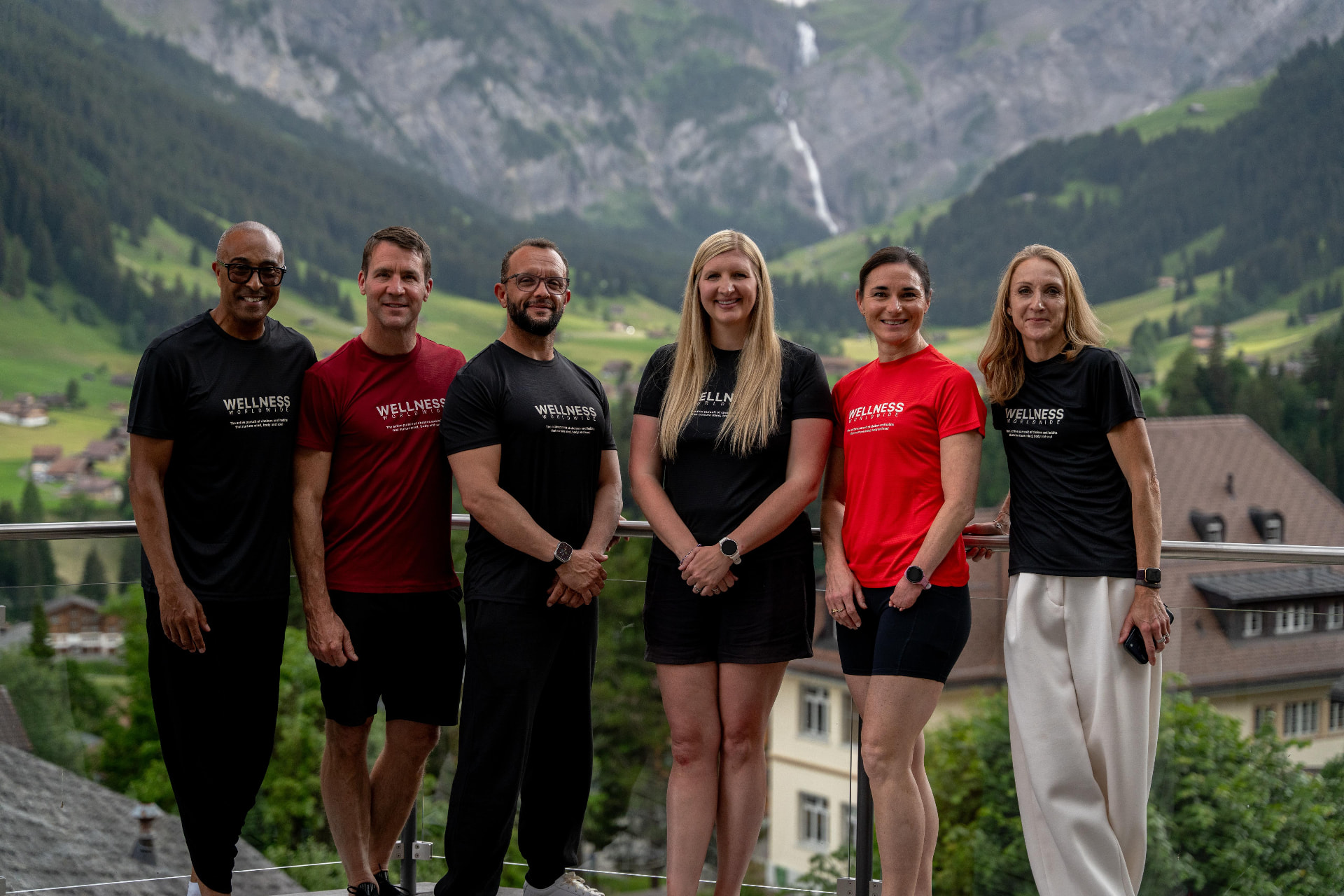 Jamie Baulch with fellow Olympians at a Wellness Worldwide Club retreat in the Swiss Alps